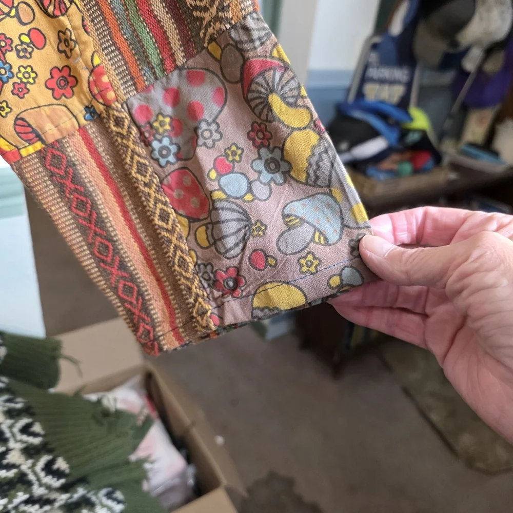 Kathmandu Boho Mushroom Patchwork Jacket XL Hooded Zip-Up Multicolor Festival - Picture 9 of 15